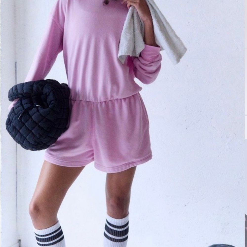 FP Movement Such A Flirt Hooded Romper Size Med Color Powder Pink NWT